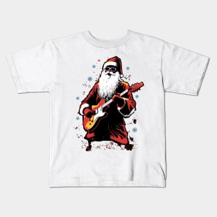 Christmas Guitar Gift Santa Claus Guitarist Funny Guitar Kids T-Shirt